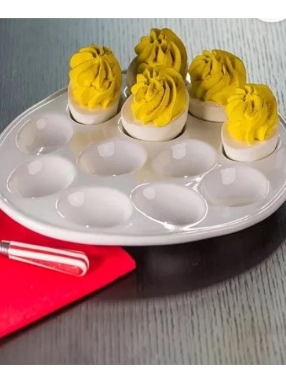 BIA Cordon Bleu White Porcelain Deviled Egg Plate Oval Serving Platter 12 Eggs.
